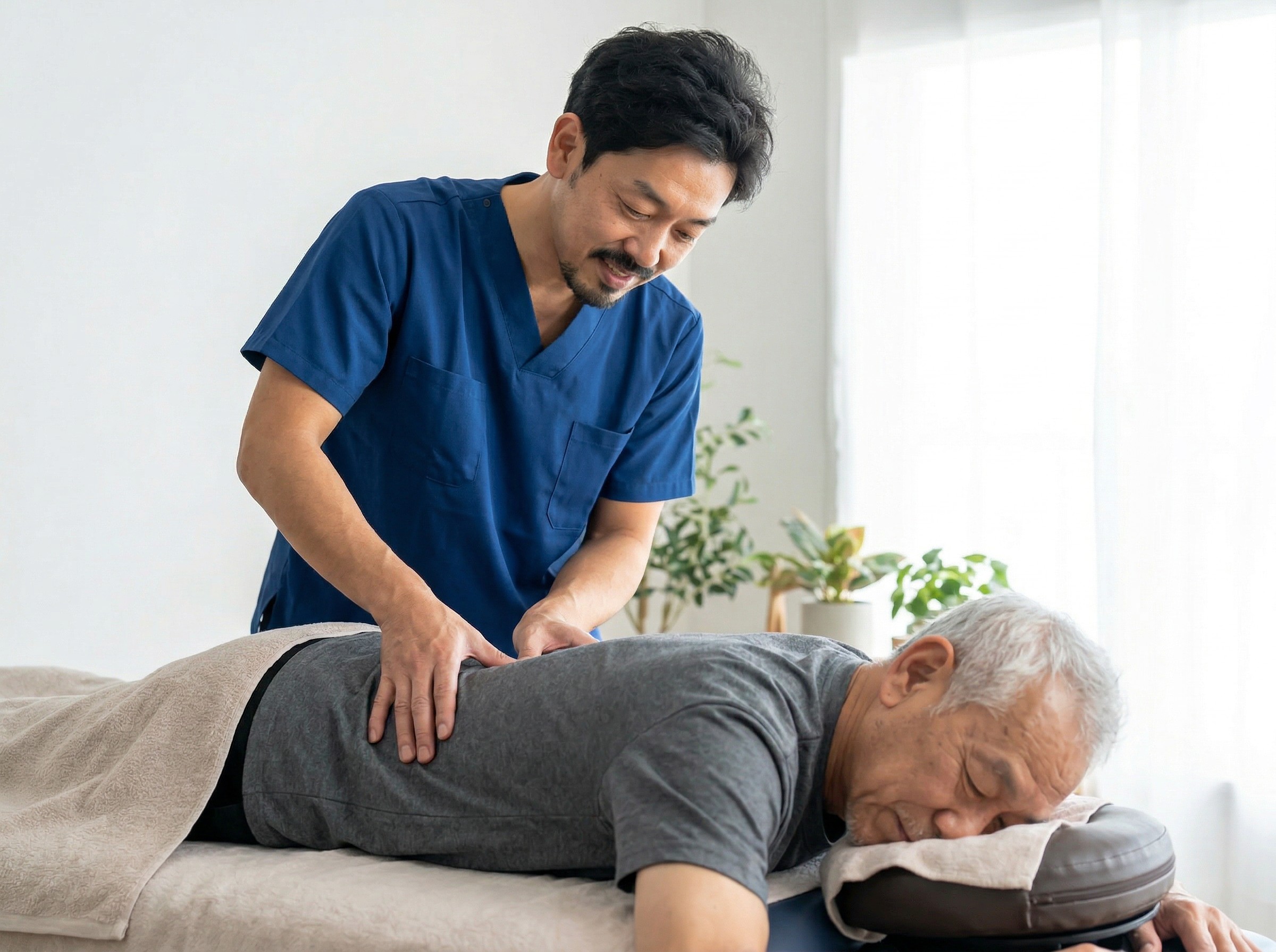 患者と笑顔で向き合う整体師